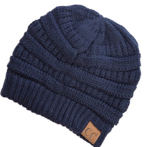 Accessories - Navy Blue Solid CC Beanie